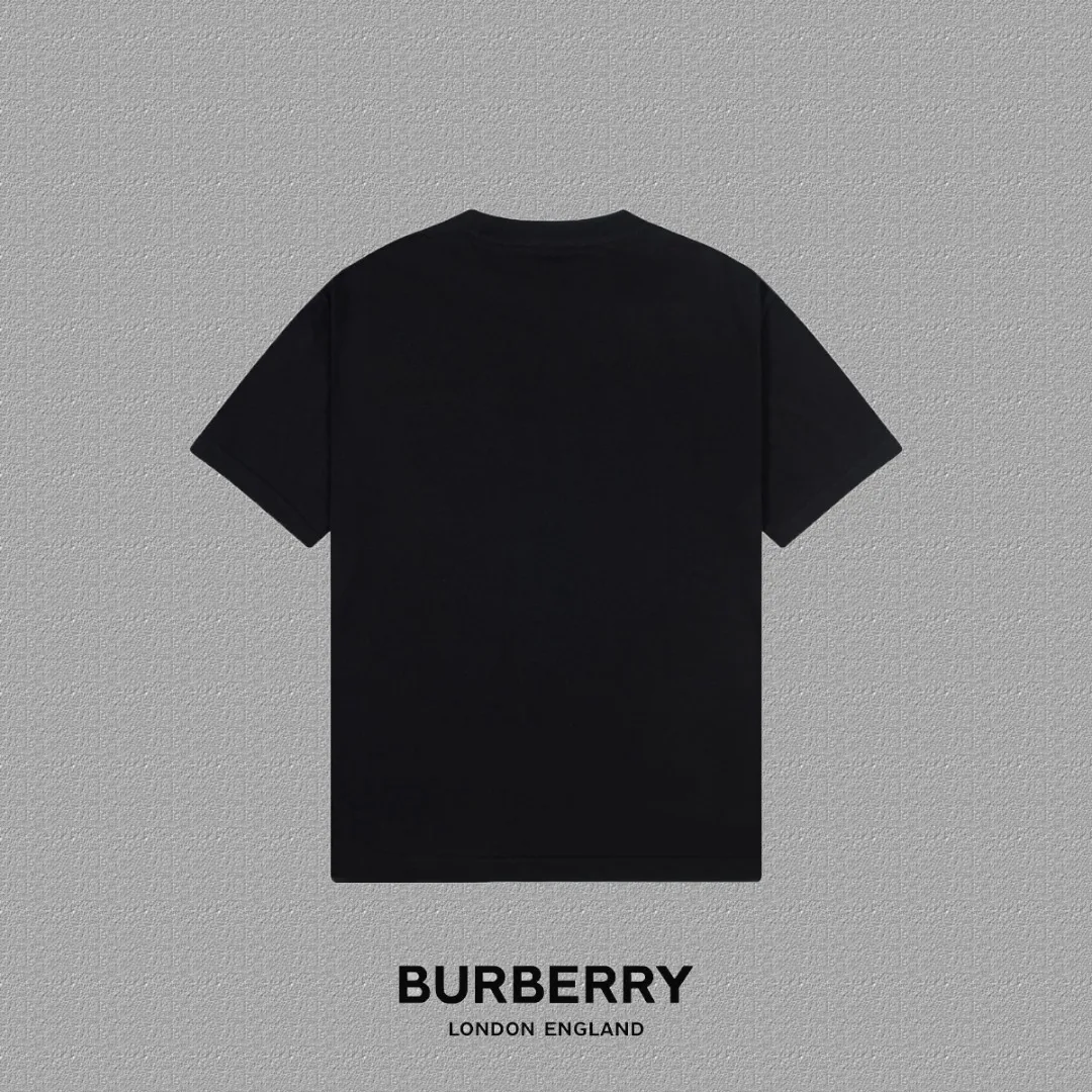 P80✨🔥 [Burberry] 2026FW short-sleeved T-shirt BBR letter LOGO printing Premium 26s double yarn 300g fabric Heavy fabric Customized frame rib same cylinder dyeing Complete three labels Men and women Same Style Color: Black White Blue Size: S M L XL 2XL